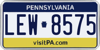 PA license plate LEW8575