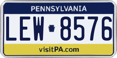 PA license plate LEW8576