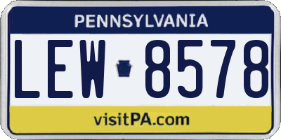 PA license plate LEW8578