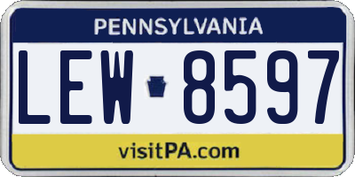 PA license plate LEW8597