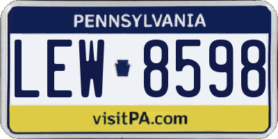 PA license plate LEW8598