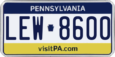 PA license plate LEW8600