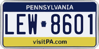 PA license plate LEW8601