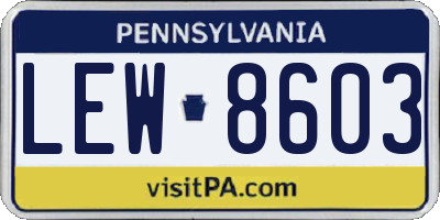 PA license plate LEW8603