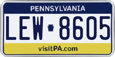 PA license plate LEW8605