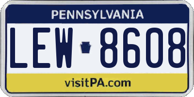 PA license plate LEW8608