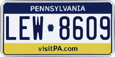 PA license plate LEW8609