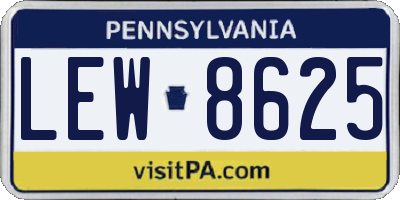 PA license plate LEW8625