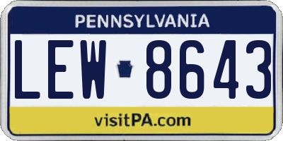 PA license plate LEW8643