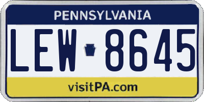 PA license plate LEW8645