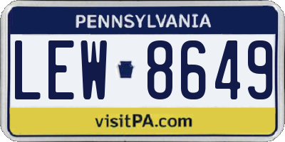 PA license plate LEW8649