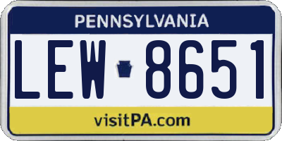 PA license plate LEW8651