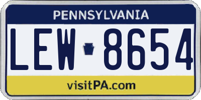PA license plate LEW8654