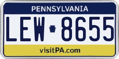 PA license plate LEW8655