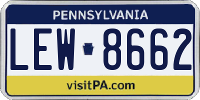 PA license plate LEW8662