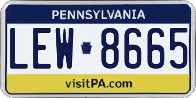 PA license plate LEW8665