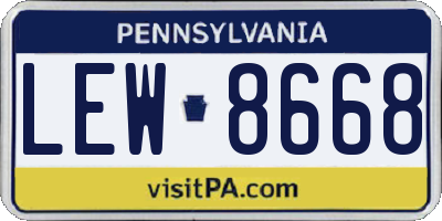 PA license plate LEW8668