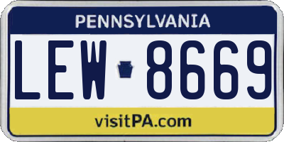 PA license plate LEW8669