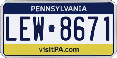 PA license plate LEW8671