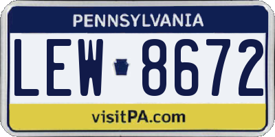 PA license plate LEW8672
