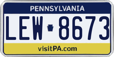 PA license plate LEW8673