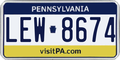 PA license plate LEW8674