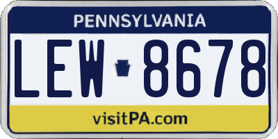 PA license plate LEW8678
