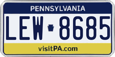 PA license plate LEW8685