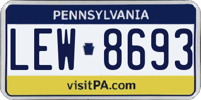 PA license plate LEW8693