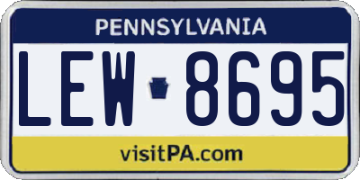 PA license plate LEW8695