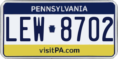 PA license plate LEW8702