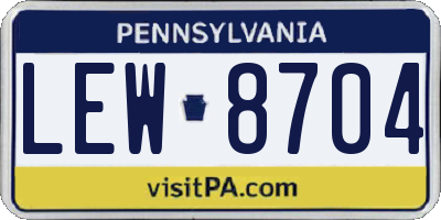 PA license plate LEW8704