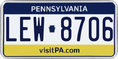 PA license plate LEW8706