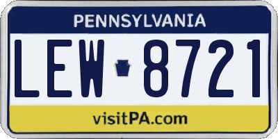 PA license plate LEW8721