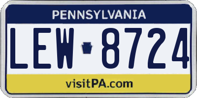 PA license plate LEW8724