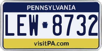 PA license plate LEW8732