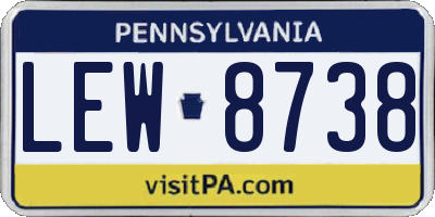 PA license plate LEW8738