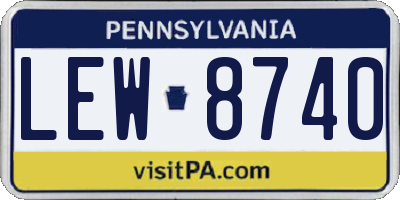 PA license plate LEW8740