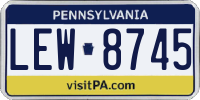 PA license plate LEW8745