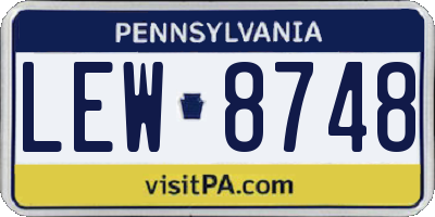 PA license plate LEW8748