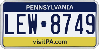 PA license plate LEW8749