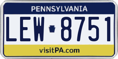 PA license plate LEW8751