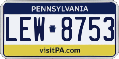 PA license plate LEW8753