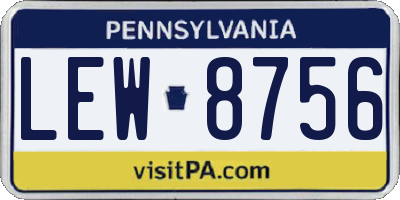 PA license plate LEW8756