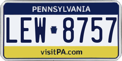 PA license plate LEW8757