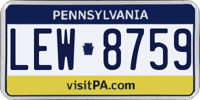 PA license plate LEW8759