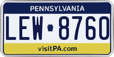 PA license plate LEW8760
