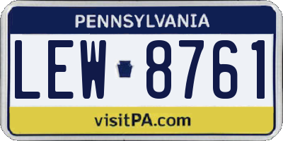 PA license plate LEW8761
