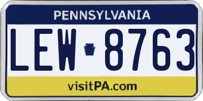 PA license plate LEW8763