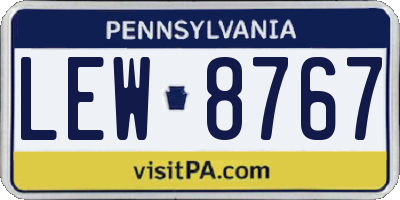 PA license plate LEW8767
